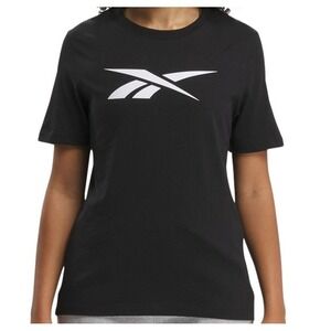 Reebok Women's Cotton Vector Graphic Short-Sleeve Tee - Black Sz‎ XS